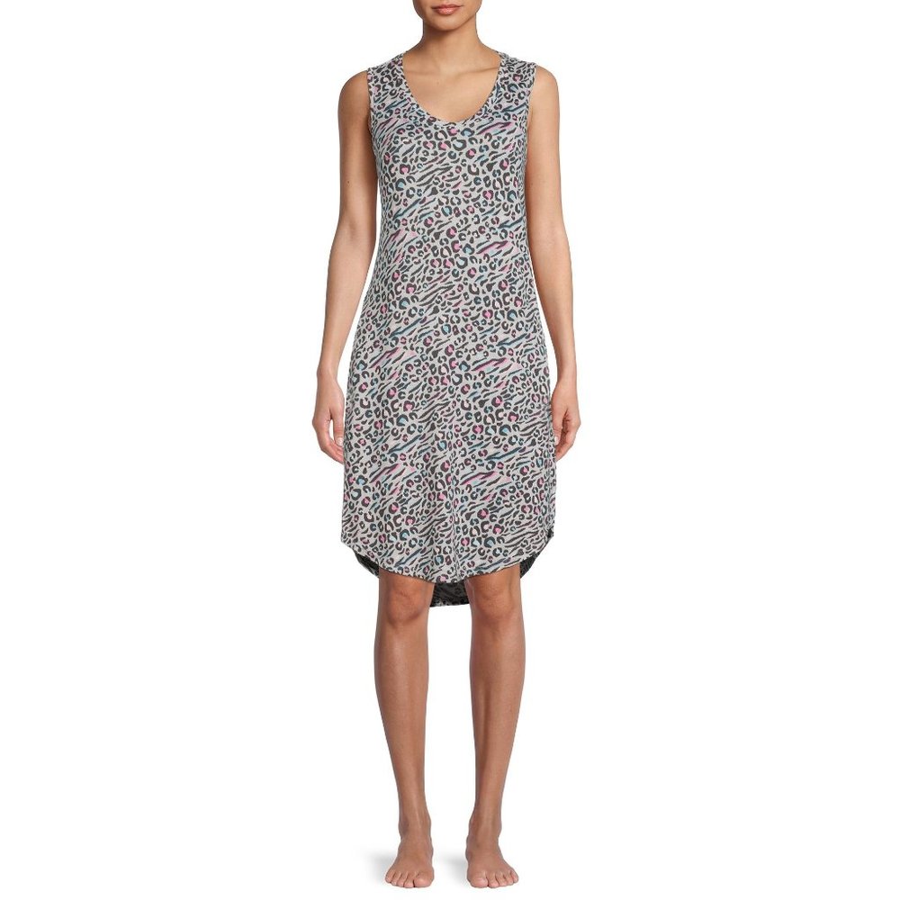 Womens Secret Treasures Hacci Sleep Chemise Nightgown Size 8/10 Animal Print NWT